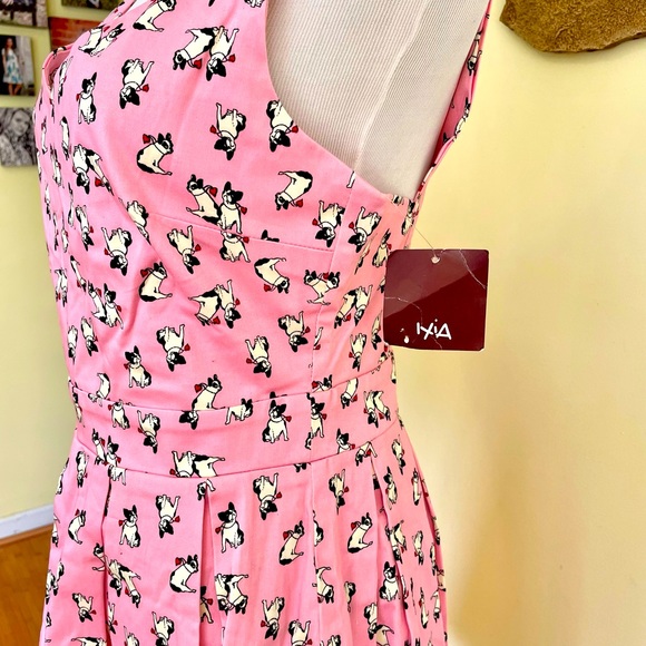 NWT ModCloth Ixia French Bulldog Print Dress - Picture 4 of 8